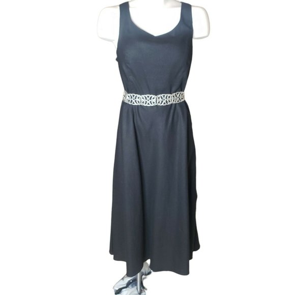 Jessica Howard W Sleeveless Fit N Flare Dress Linen Blend S 14 - Picture 1 of 10